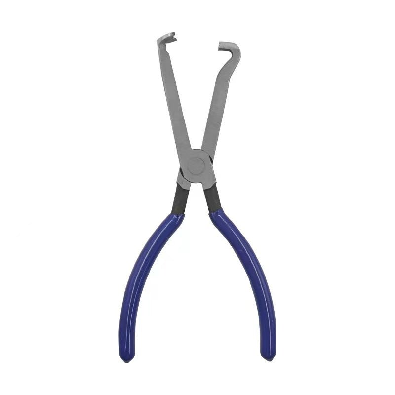 Robust garage tool: carbon steel automotive fuel line disconnect pliers with comfortable grip.