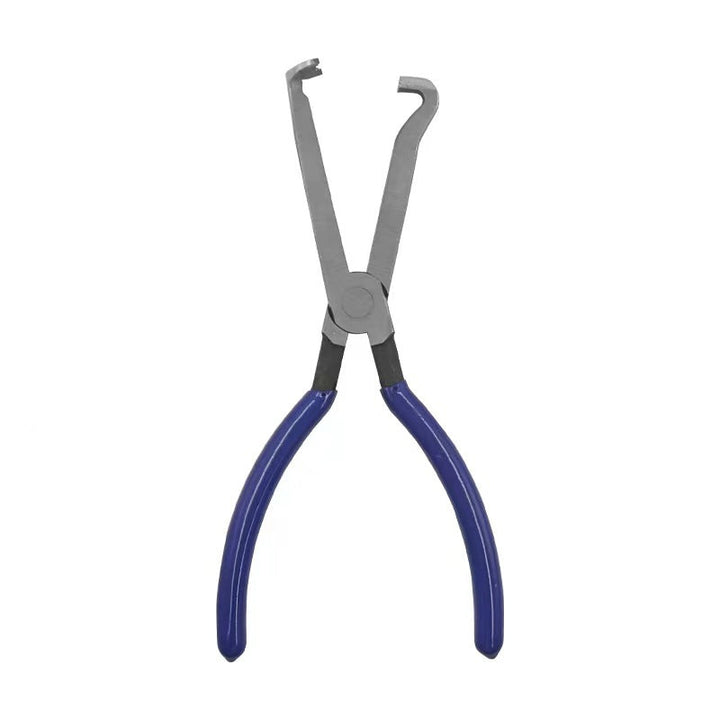 Robust garage tool: carbon steel automotive fuel line disconnect pliers with comfortable grip.