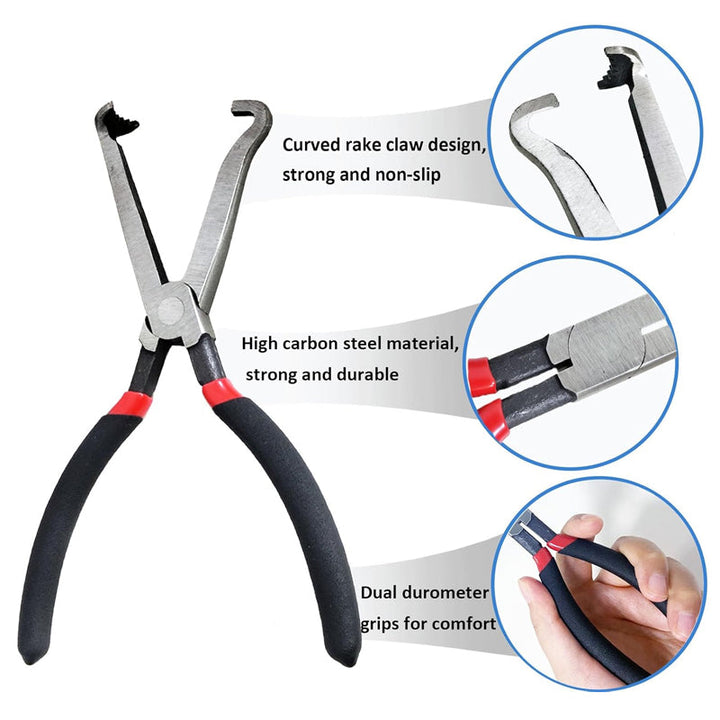 Durable carbon steel fuel line pliers, essential garage tool for automotive mechanics.