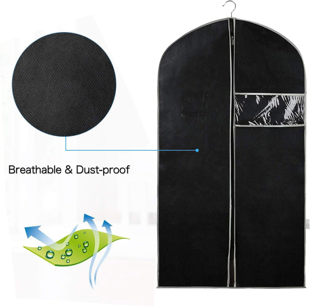 Versatile 10-pack garment bags for travel & home closet organization, keeping clothes dust-free.