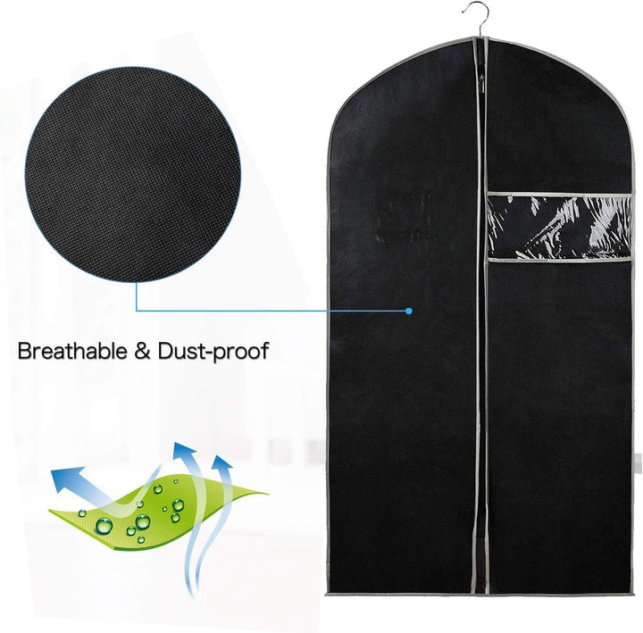 Versatile 10-pack garment bags for travel & home closet organization, keeping clothes dust-free.