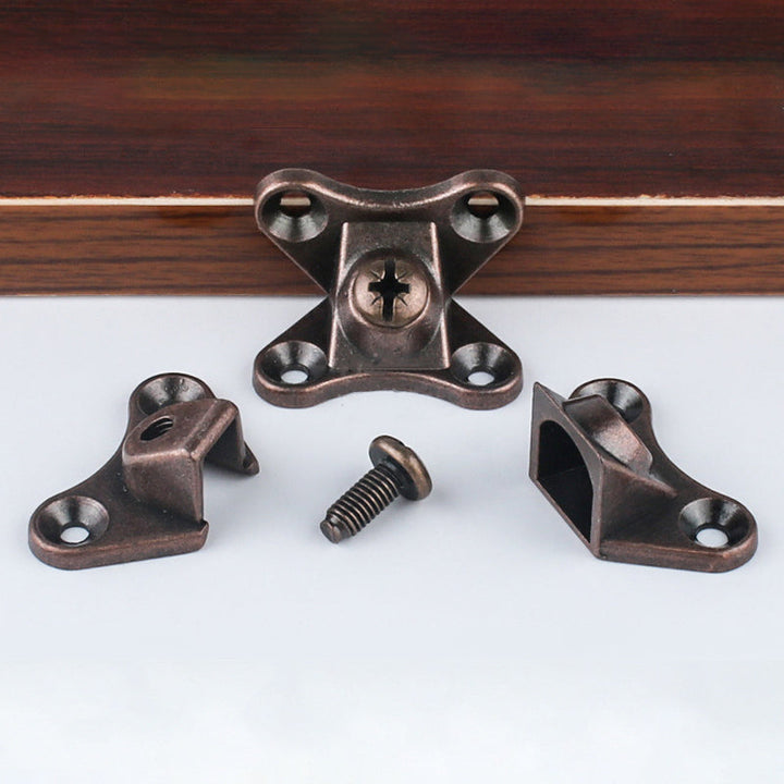 Angle view of a detachable butterfly corner bracket, a reliable fastener for cabinet and furniture