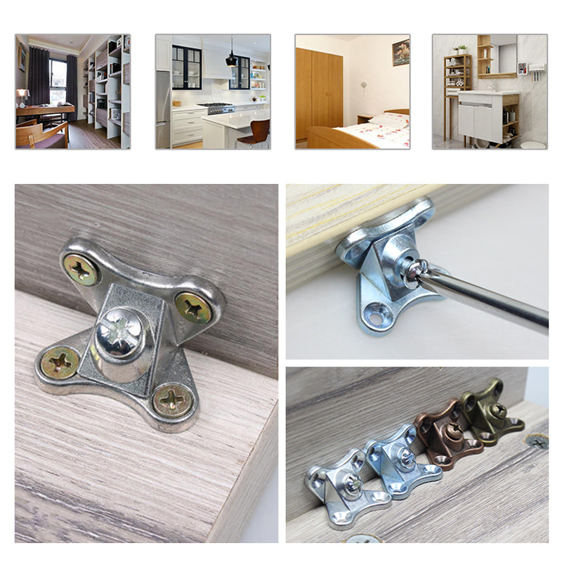 Set of 10 silver-tone zinc alloy butterfly corner brackets, perfect for home improvement projects