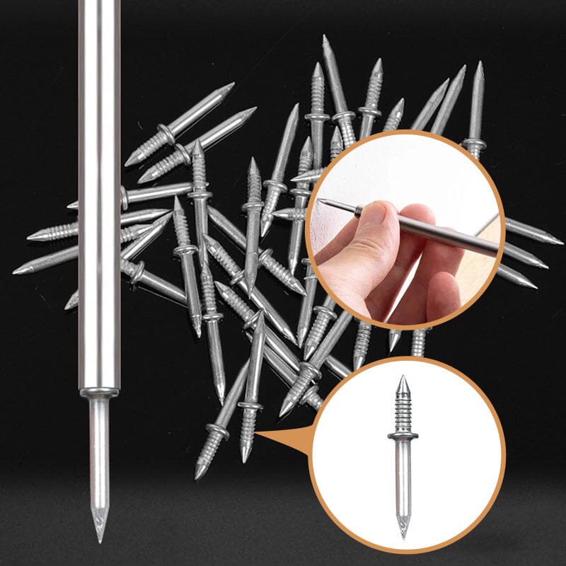 Close-up of a seamless double-head nail, ideal for skirting board fastening