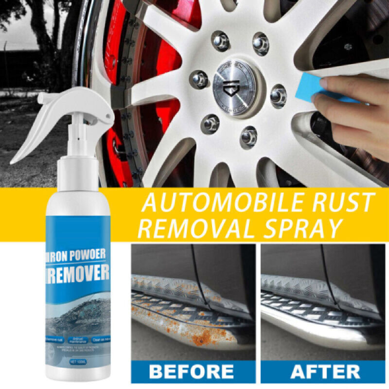 Universal Rust Remover Spray prominently displayed on a workshop bench, multipurpose cleaner