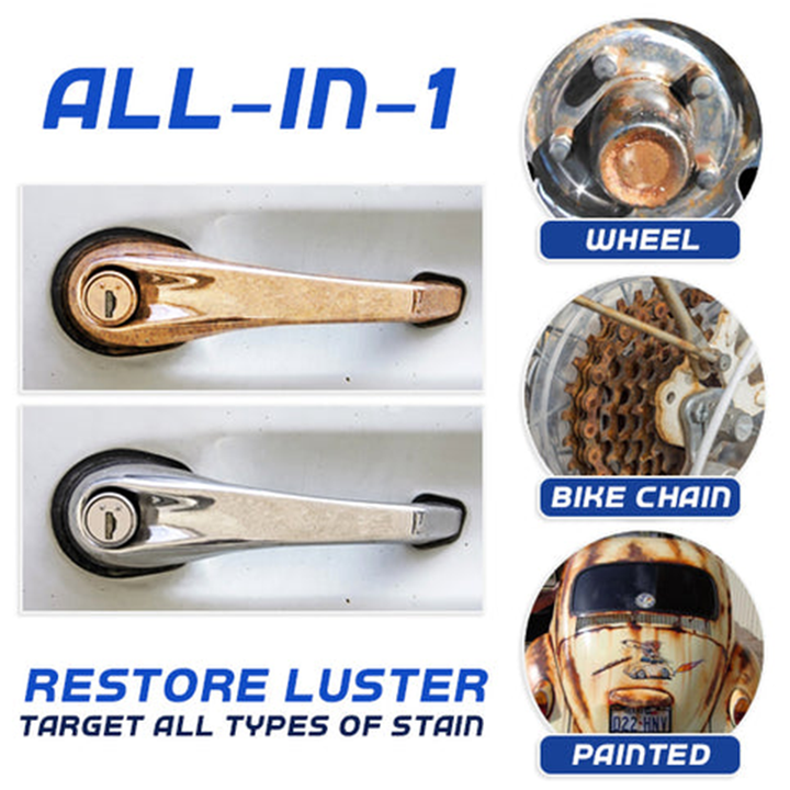 Set of two 100ml Universal Rust Remover Sprays, essential for comprehensive metal care