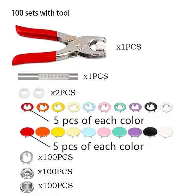 DIY Metal Snaps Buttons Kit for Fabric & Crafts