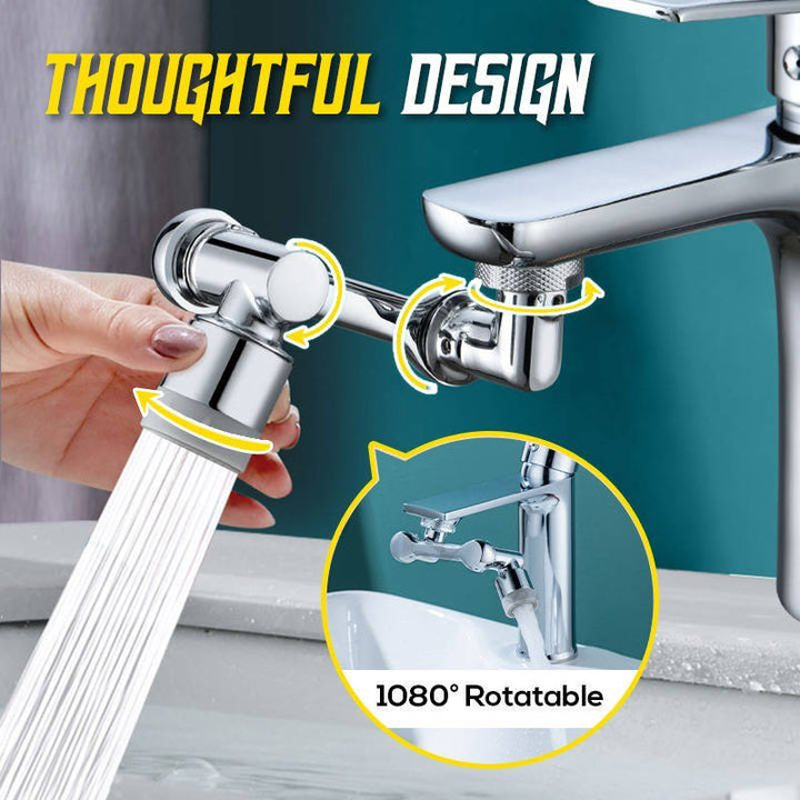 Close-up of a splash filter faucet extender, 1080° rotating for versatile water flow