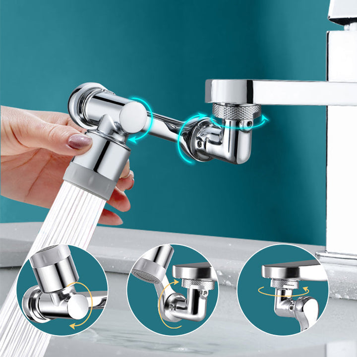 Faucet extender offering 1080 degree rotation, ideal for washing in the kitchen or bath