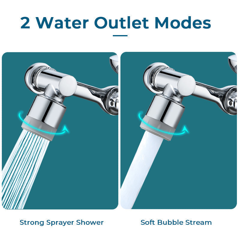 Adjustable 1080 degree rotating faucet, enhancing kitchen and bathroom functionality