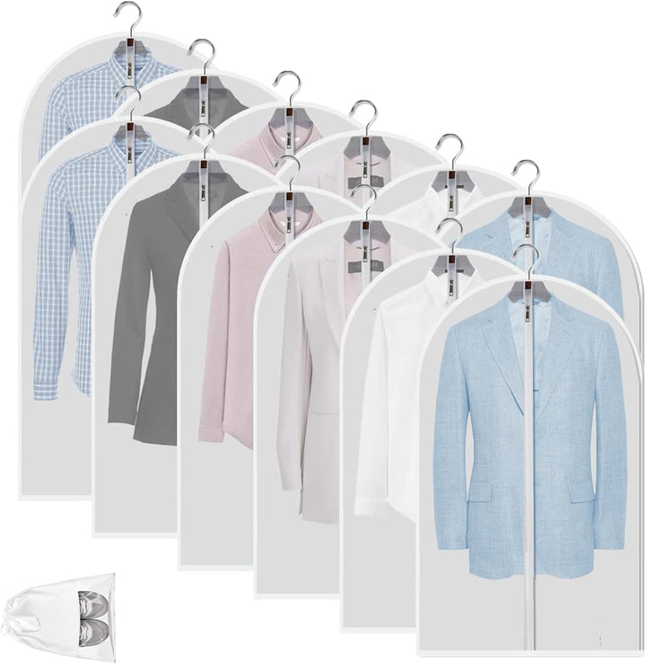 Keep clothes pristine: 12 clear PEVA dustproof garment bags for efficient closet storage.