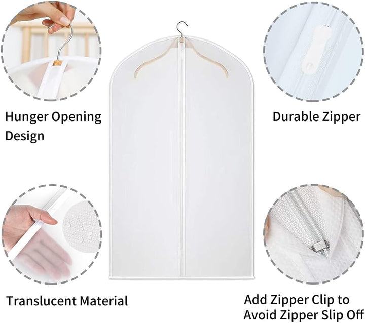 12 reusable clear PEVA garment bags for dustproof, moisture-proof clothes storage solution.
