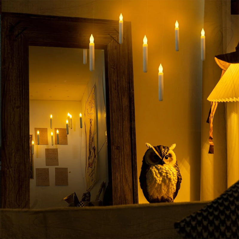 Remote-controlled floating LED taper candles, 12 pieces for versatile decorating options