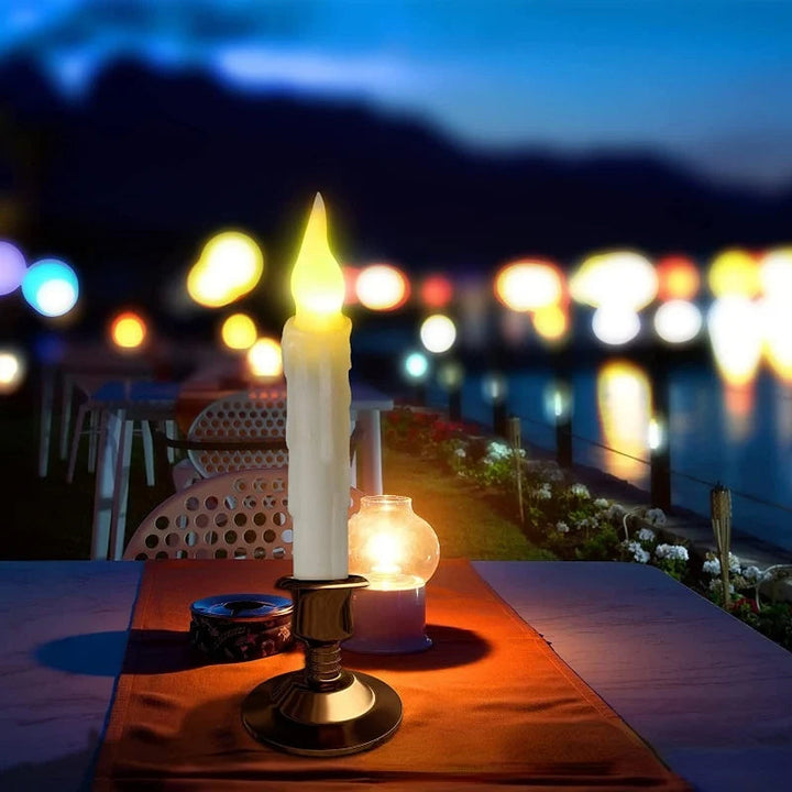 Achieve magical decor with these battery-operated floating LED taper candles & remote