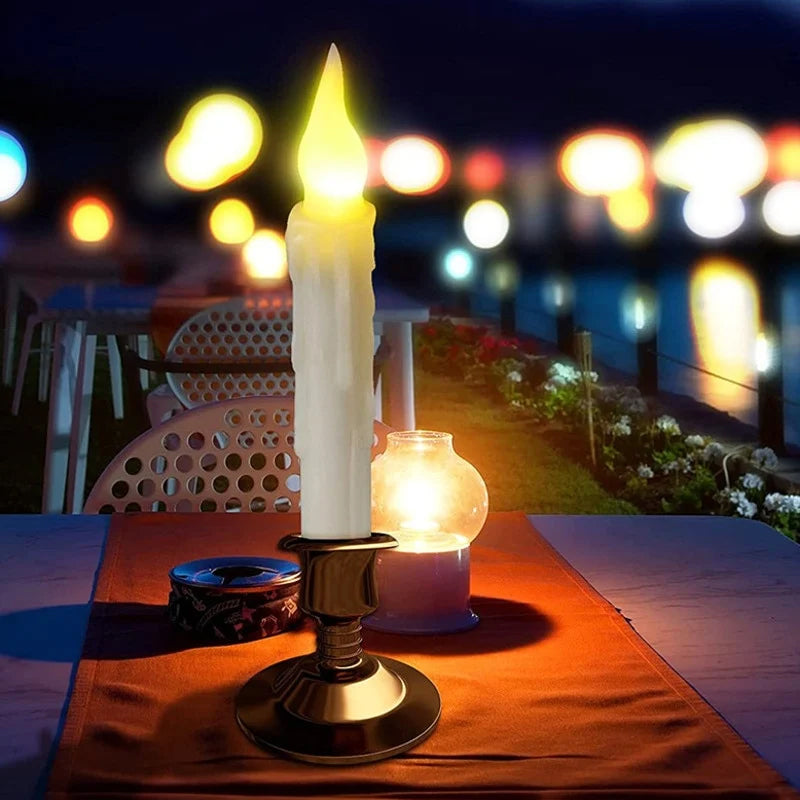 12-pack floating LED taper candles, ideal for holiday lighting and special events
