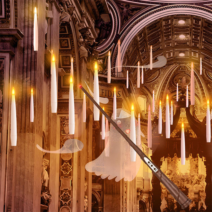 Magical decor: floating LED taper candles with a remote wand, ideal for party settings