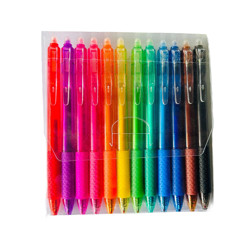 12-piece multi-color erasable gel pen set, perfect for school supplies, journaling, and art projects