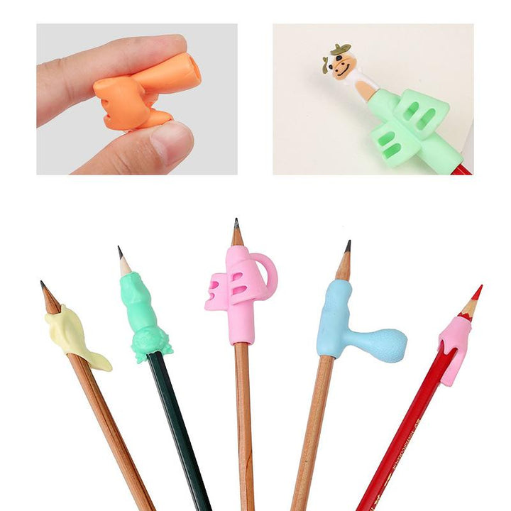 Assorted pack of 16 ergonomic pencil grips, a learning tool for kids' handwriting development