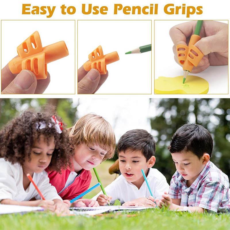 Ergonomic pencil grips helping a child maintain proper finger positioning for better handwriting