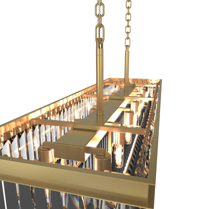 "16-light 2-tier K9 crystal chandelier with modern iron frame, optical crystals, sleek design, ideal for dining room elegance