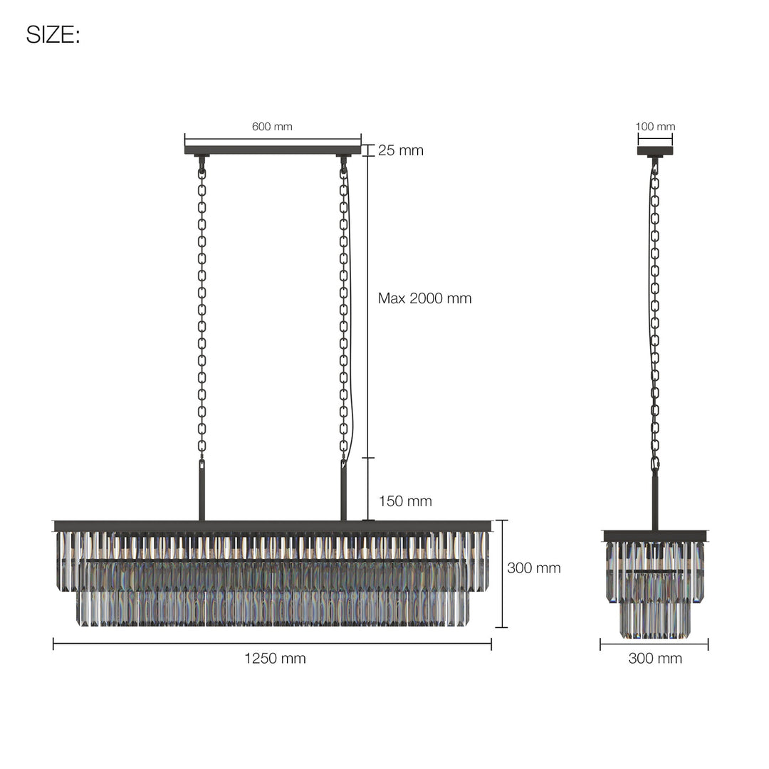 "16-light 2-tier K9 crystal chandelier with modern iron frame, optical crystals, sleek design, ideal for dining room elegance