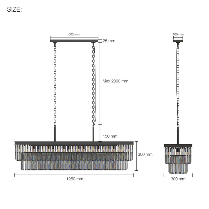 "16-light 2-tier K9 crystal chandelier with modern iron frame, optical crystals, sleek design, ideal for dining room elegance