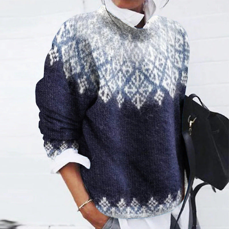 Women's Ribbed Knit Round Neck Sweater for Effortless Style