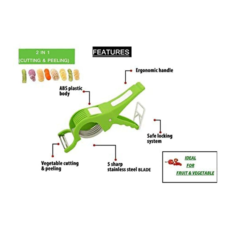 Durable 2-in-1 vegetable cutter and peeler with stainless steel blades