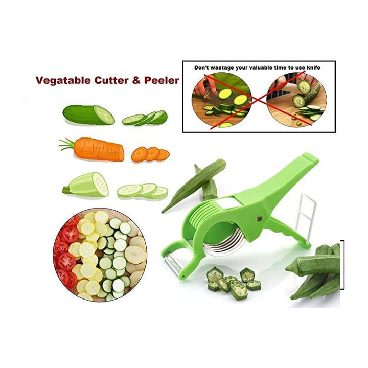 Packaging of the 2-in-1 compact vegetable cutter and peeler tool