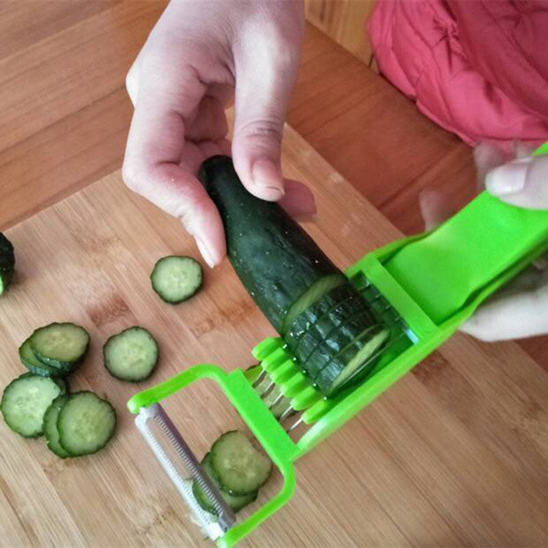 The 2-in-1 vegetable cutter and peeler cleaning easily after use
