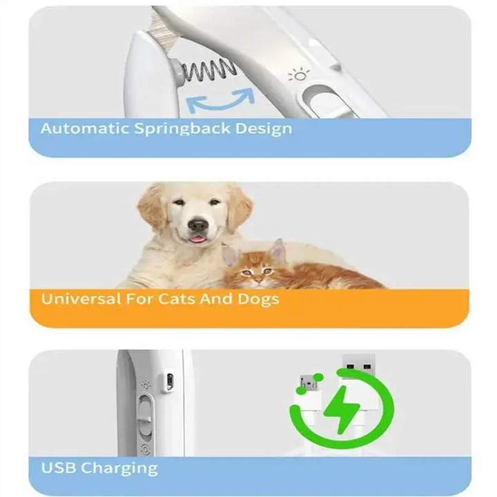 Side profile of the 2-in-1 pet grooming device, showcasing its compact design