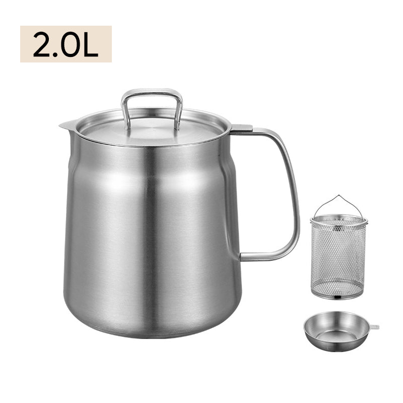 Compact stainless steel oil strainer pot, a space-saving kitchen frying tool
