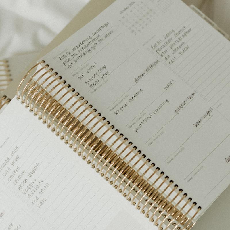 Open 2024-2025 daily planner showing a week's layout with space for lesson plans.