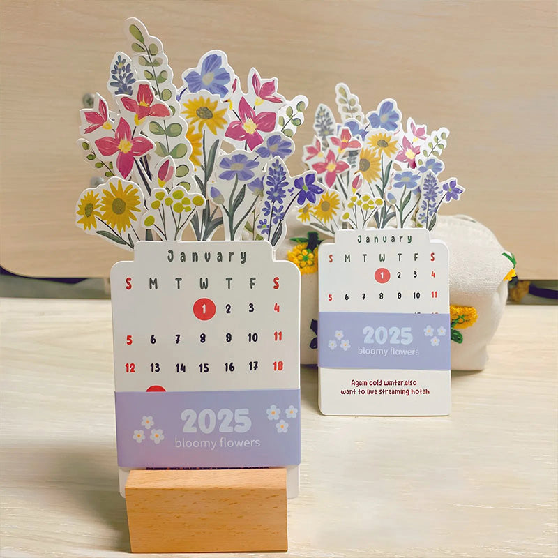 2025 Bloomy Flowers Desk Calendar for home & office with vibrant floral design