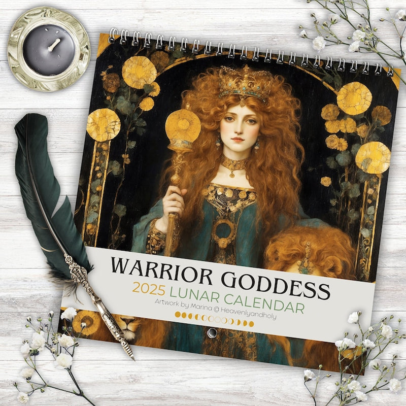 2025 Moon Phase Calendar, Art Nouveau Goddess design for spiritual gifts
