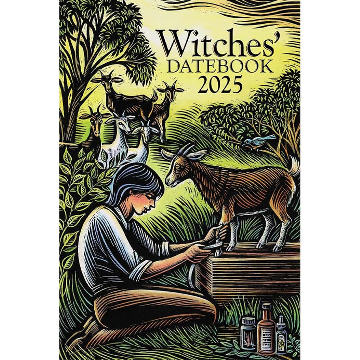 Close-up of the textured cover of the 2025 Witches' Datebook, a unique spiritual gift