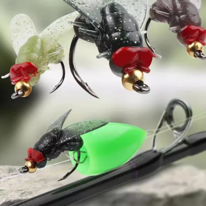Close-up of a Bionic Fly Insect Fishing Lure, realistic design for effective angling