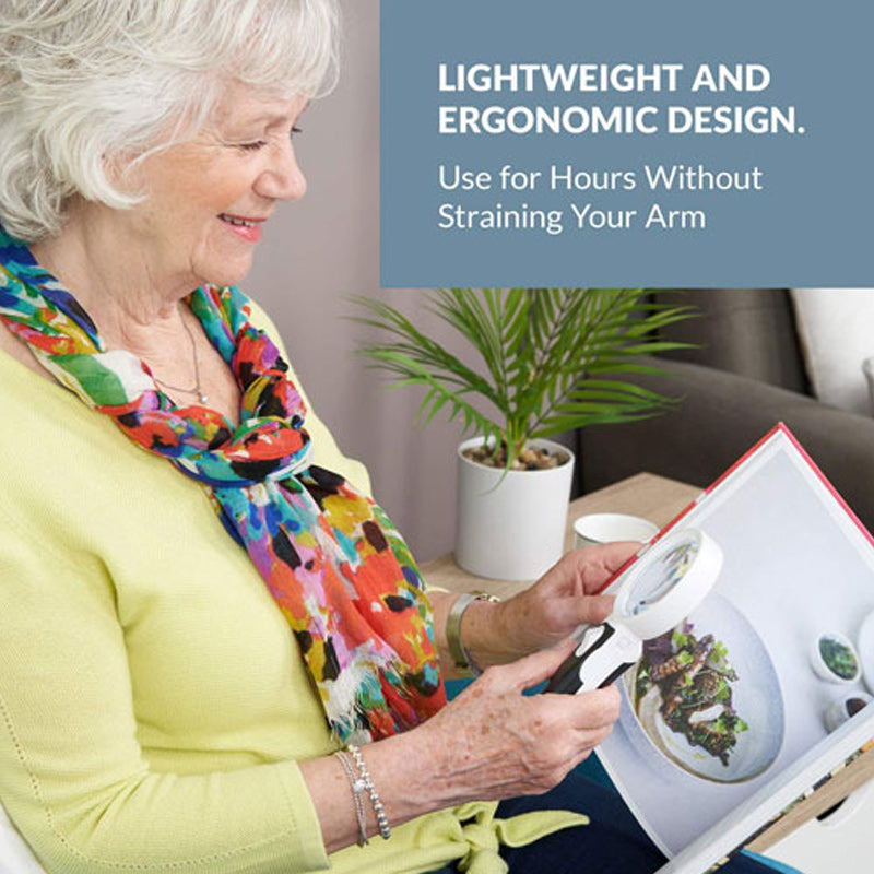 Bright 20X LED magnifier for seniors, low vision, and macular degeneration. Vision aid.