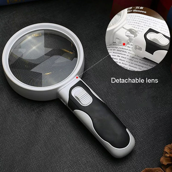 Versatile 20X illuminated magnifier for reading, hobbies, and low vision support with LED.