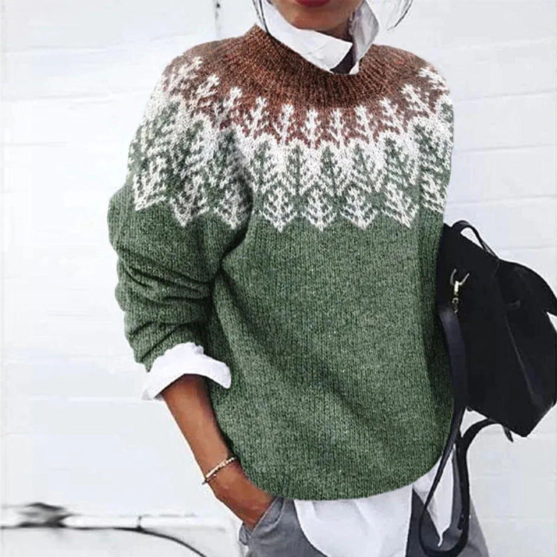 Women's Ribbed Knit Round Neck Sweater for Effortless Style