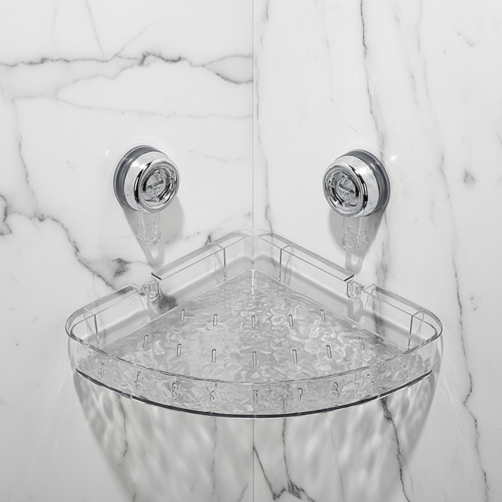 No-Drill Bathroom Wall Storage with Strong Suction Cups