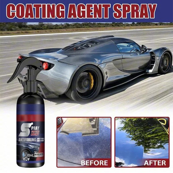 Car with a glossy finish after applying 3-in-1 hydrophobic coating spray