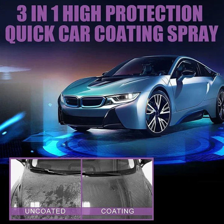 Applying hydrophobic coating spray to a car's painted surface for protection