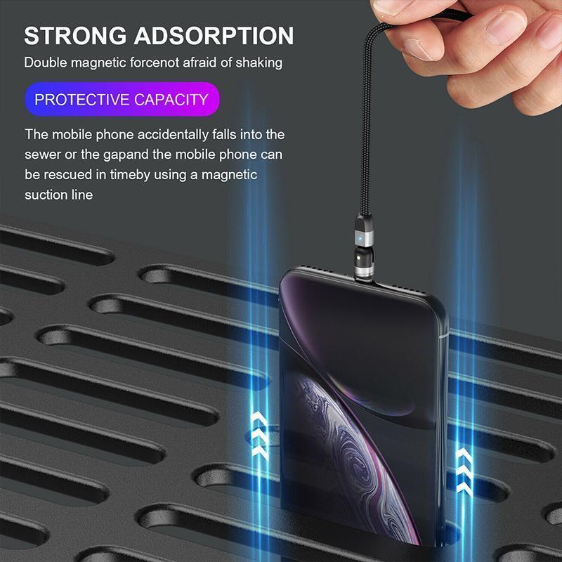 Durable multi-device magnetic USB charging cable, compatible with Apple, Android, Type-C