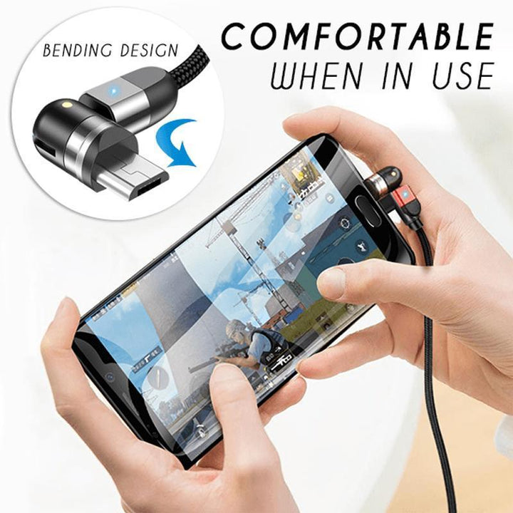 Magnetic USB charging cable featuring a swivel connector, ideal for all smartphones & tablets