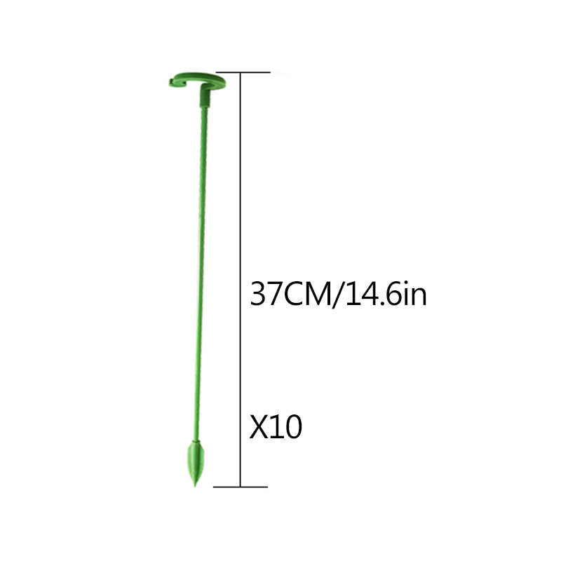 Illustration showing the benefits of plant support stakes for preventing plant leaning