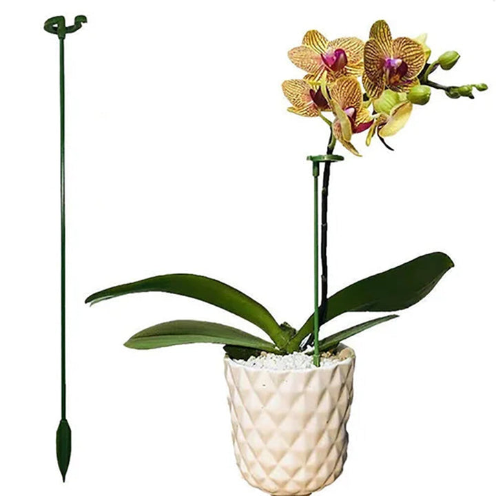 Green plant support stakes blending naturally with foliage, offering discreet but strong support