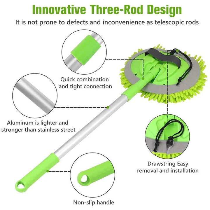 Ergonomic 360° rotatable cleaning mop with telescopic handle for easy wall and ceiling cleaning