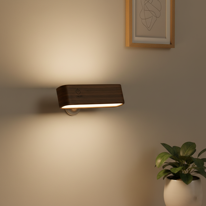 Rechargeable 360° Rotatable Wooden LED Wall Light