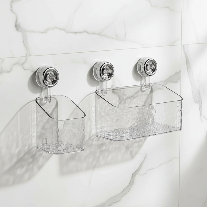 No-Drill Bathroom Wall Storage with Strong Suction Cups